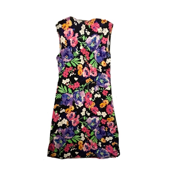 LAUREN(RALPH LAUREN): Black, Floral, V-Neck, Sleeveless Dress - Picture 2 of 7